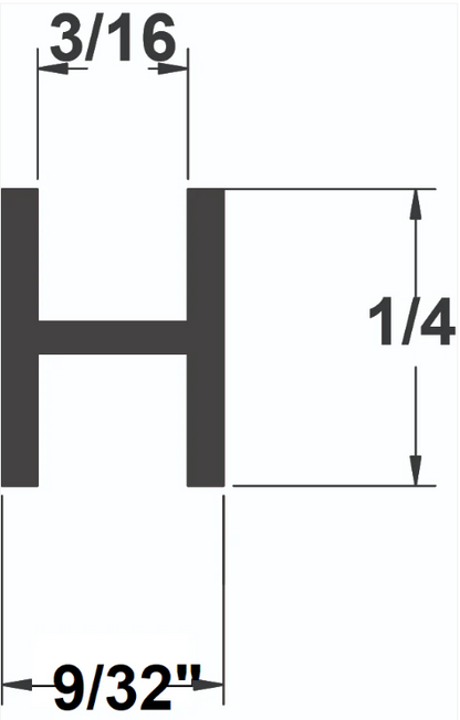 1/4" Flat "H" Lead Came FH50 (3' pc.)