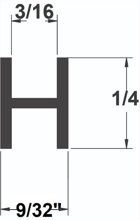 1/4" Flat "H" Lead Came FH50 (3' pc.)