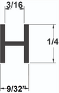 1/4" Flat "H" Lead Came FH50 (3' pc.)