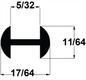 11/64" Round "H" Lead Came (3' pc.)
