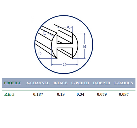 3/16" Round "H" Lead Came RH-5 (3' pc.)