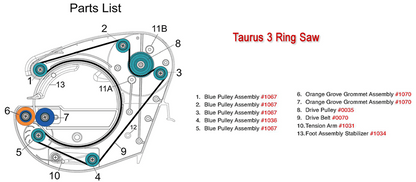 Gemini Taurus 3 Small Blue Pulley Grommet Assembly #1036