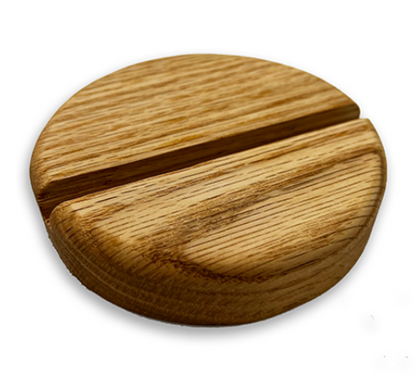 Round Oak Glass Art Stand 4"