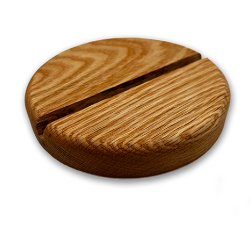 Round Oak Glass Art Stand 5"