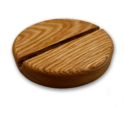 Round Oak Glass Art Stand 5"